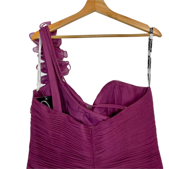 IVONNE D BY MON CHERI RASPBERRY 1 SHOULDER RUCHED TULLE SWEETHEART TRUMPET GOWN - Picture 5 of 15